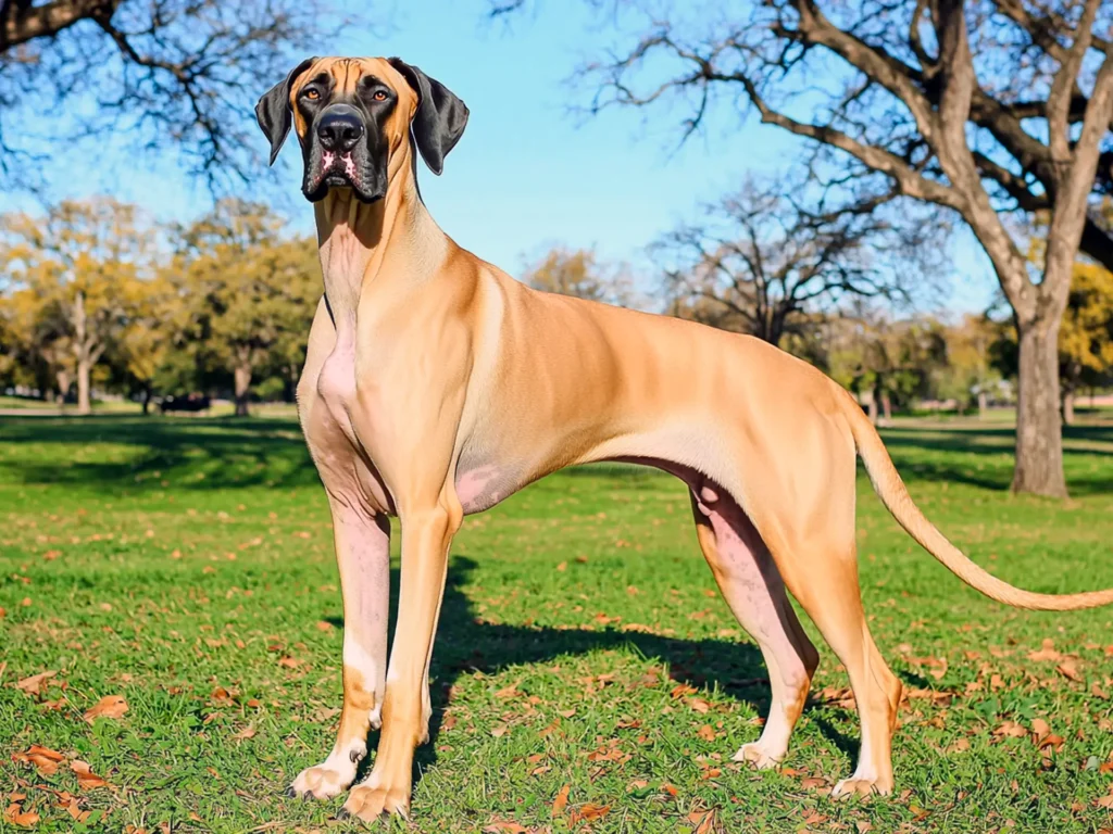 fawn great dane standing park